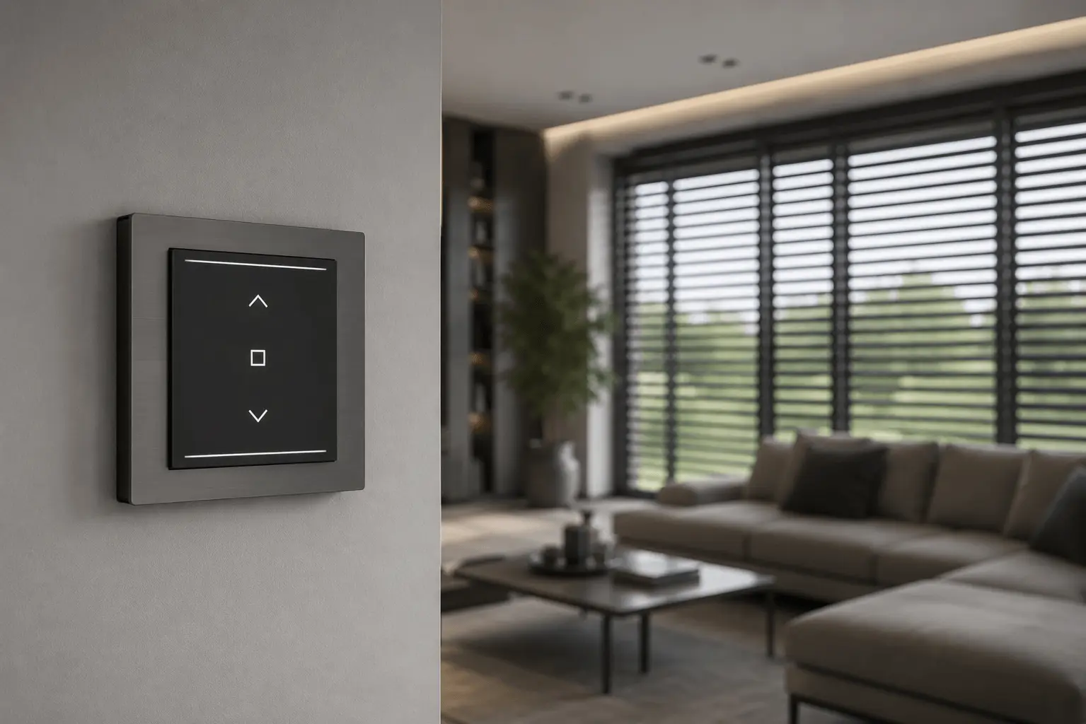 Moderne Steuerung für Rollläden, Raffstores und Sonnenschutz im Smart Home.